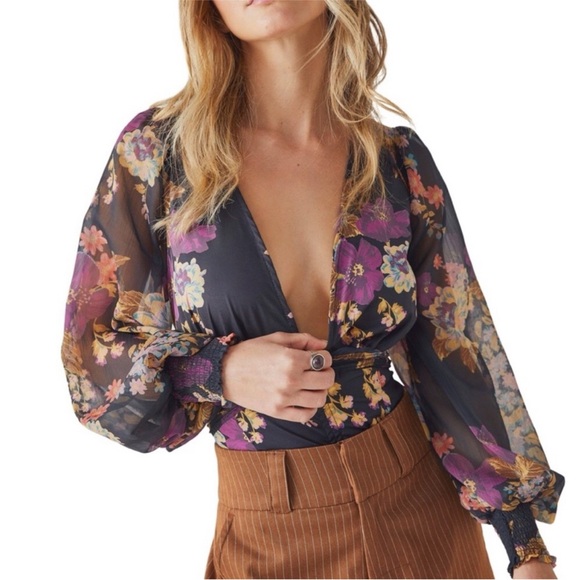 Free People Wanderlust Floral Bodysuit S - Picture 1 of 11